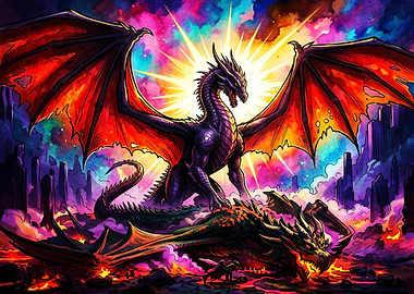 Epic Cosmic Dragon Battle