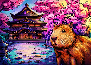 Capybara at a Japanese Temple