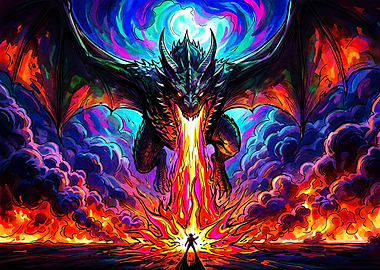Psychedelic Dragon Breathing Fire