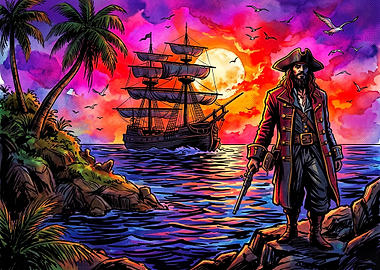 Pirate Captain at Sunset