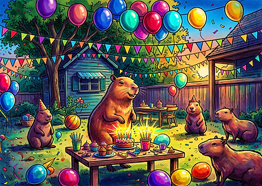 Capybara Birthday Party Celebration