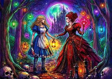 Alice and Queen of Hearts Confrontation