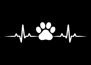 Dog Paw Heartbeat EKG Line