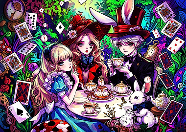 Alice in Wonderland Tea Party Illustration