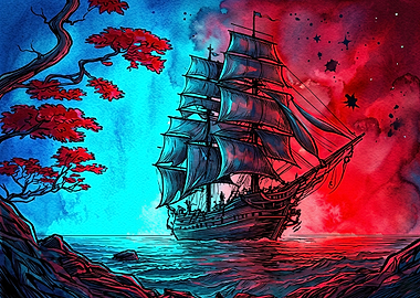 Sailing Ship in Dual Tone
