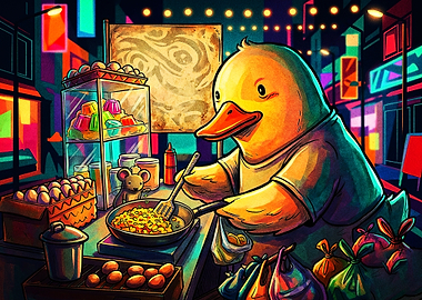 Duck Chef Cooking Street Food