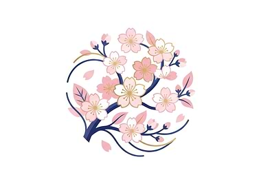 Elegant Cherry Blossom Branch Illustration