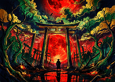 Samurai Under a Blood Red Moon