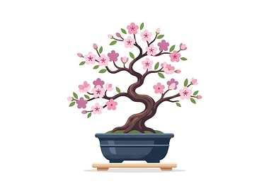 Stylized Cherry Blossom Bonsai Tree