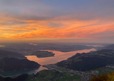 Sunset Over Lake Lucerne Switzerland