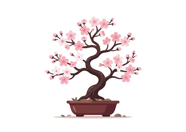 Minimalist Cherry Blossom Bonsai Tree