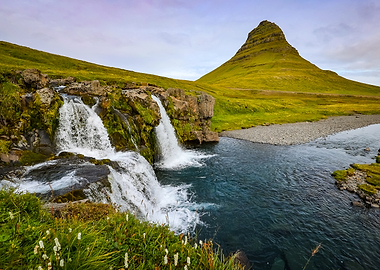 Kirkjufell Mountain and Waterfall in Iceland