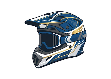 Blue and White Motocross Helmet
