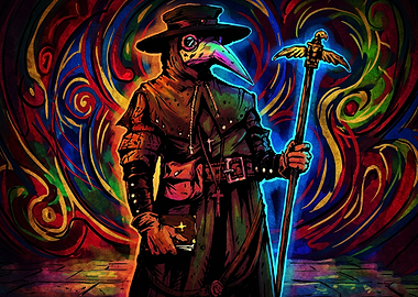 Plague Doctor Trippy Psychedelic Ar