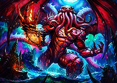Cosmic Monster Tentacles Neon Art