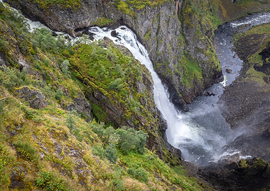 A View of Voringsfossen Waterfall in Norway