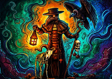Plague Doctor Psychedelic Art
