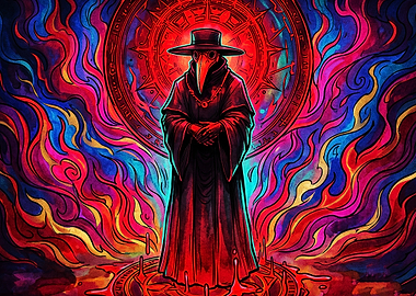 Plague Doctor Neon Trippy Poster