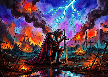 Knight Battlefield Storm Epic Art