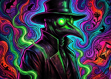 Plague Doctor Psychedelic Art Poste