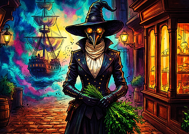 Plague Doctor Fantasy Art Poster