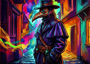 Plague Doctor Street Psychedelic Ar
