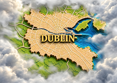 Dublin Irish Capital Map Art