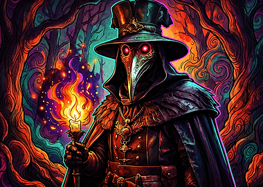 Plague Doctor Candle Psychedelic Ar