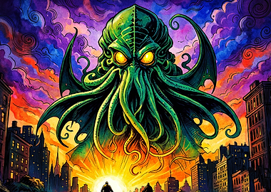 Cosmic Monster City Psychedelic Art