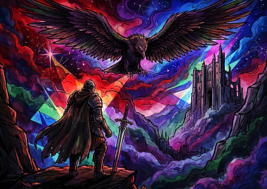 Knight Eagle Fantasy Cosmic Art