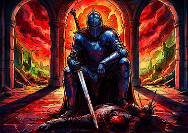 Knight Sword Dark Fantasy Poster