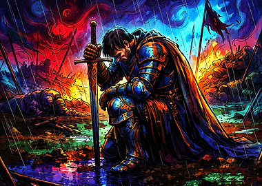 Knight Sword Battle Epic Art Poster