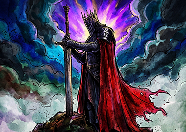 Dark Fantasy Knight Crown Poster