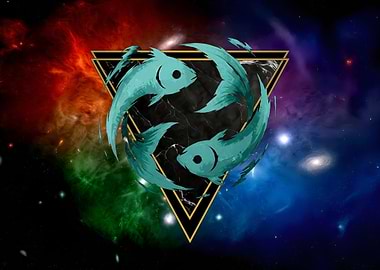 Pisces Zodiac Metal Poster - Celestial Wall Art