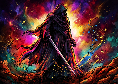 Cosmic Knight Fantasy Warrior Art