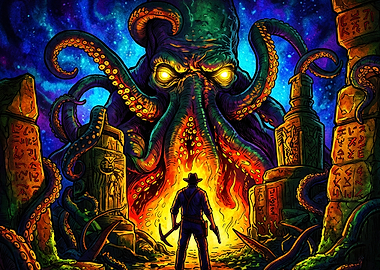 Cosmic Horror Adventurer Neon Art