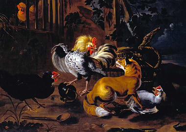 Fox and Chickens Painting by Paul de Vos