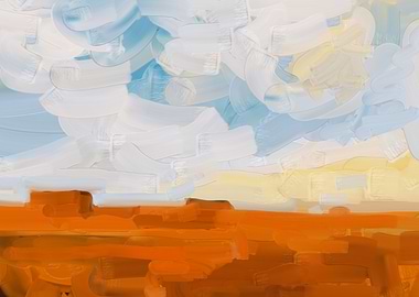 Abstract Painted Landscape Horizon