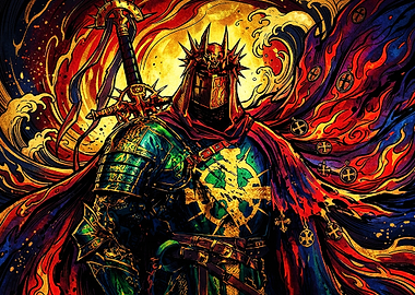 Fiery Crusader Knight Digital Art