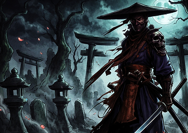 Dark Ronin Samurai in Moonlight
