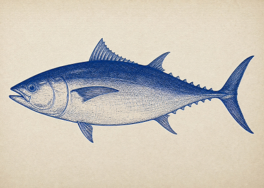 Vintage Blue Tuna Fish Illustration