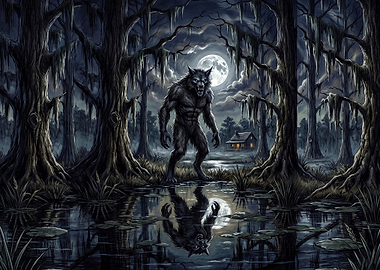 Werewolf in a Dark Swamp