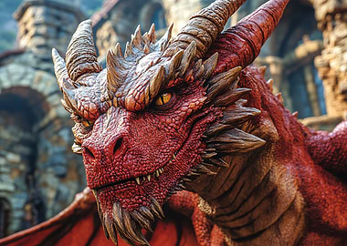 Close-up Portrait of a Red Dragon
