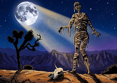 Mummy in the Desert at Night