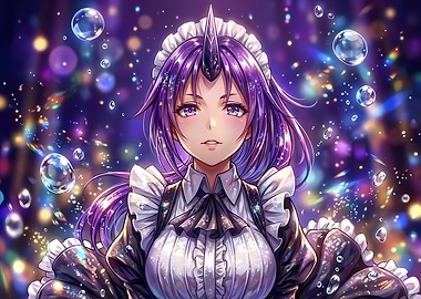 Purple-Haired Maid with Unicorn Horn