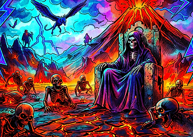 Grim Reaper on Throne in Hell