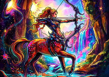 Centaur Archer Cosmic Neon Art