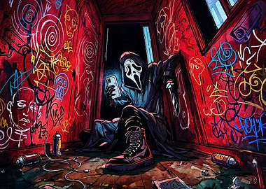 Ghostface in Graffiti Alleyway