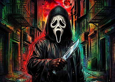 Ghostface Killer in Urban Alleyway