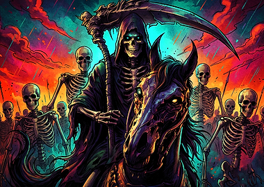 Grim Reaper Leading Skeleton Army